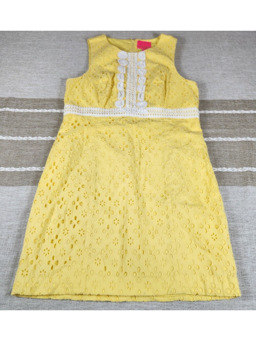 Lilly Pulitzer Railee Eyelet Shift Dress Yellow NWOT Size 14
